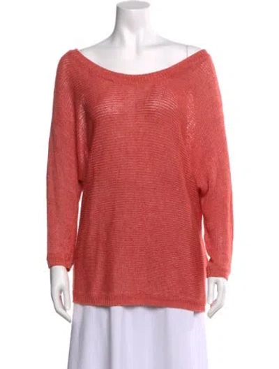 Pre-owned Joie Linen Scoop Neck Sweater In Red