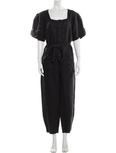 Pre-owned Joie Linen Square Neckline Jumpsuit In Blue