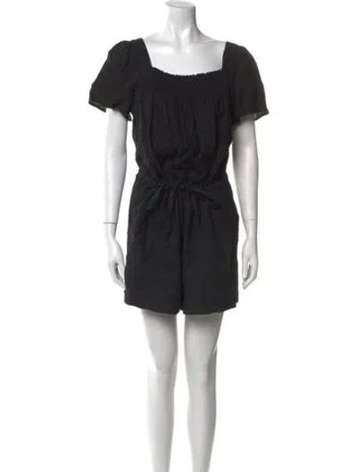 Pre-owned Joie Linen Square Neckline Romper In Black