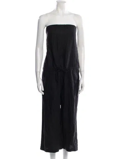 Pre-owned Joie Linen Strapless Jumpsuit In Black