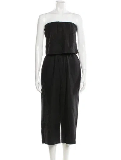 Pre-owned Joie Linen Strapless Jumpsuit In Black