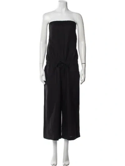 Pre-owned Joie Linen Strapless Jumpsuit In Black