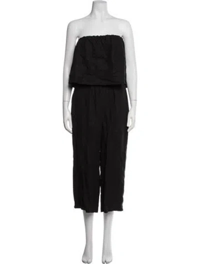 Pre-owned Joie Linen Strapless Jumpsuit In Black