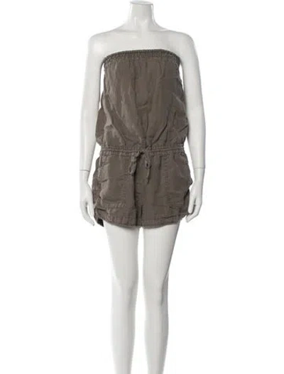 Pre-owned Joie Linen Strapless Romper In Green