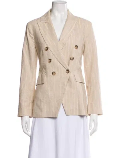 Pre-owned Joie Linen Striped Blazer In Neutral