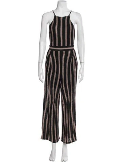 Pre-owned Joie Linen Striped Jumpsuit In Black