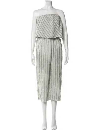 Pre-owned Joie Linen Striped Jumpsuit In Green