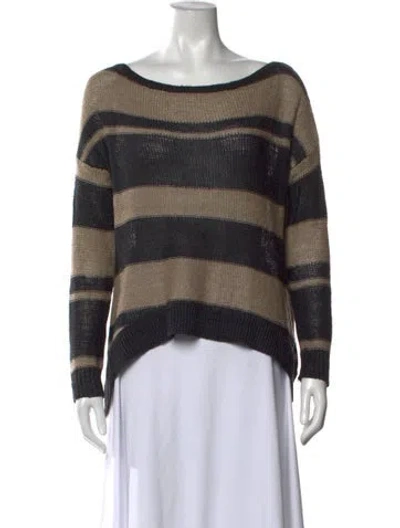 Pre-owned Joie Linen Striped Sweater In Grey