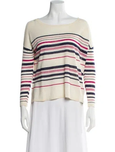 Pre-owned Joie Linen Striped Sweater In Neutral