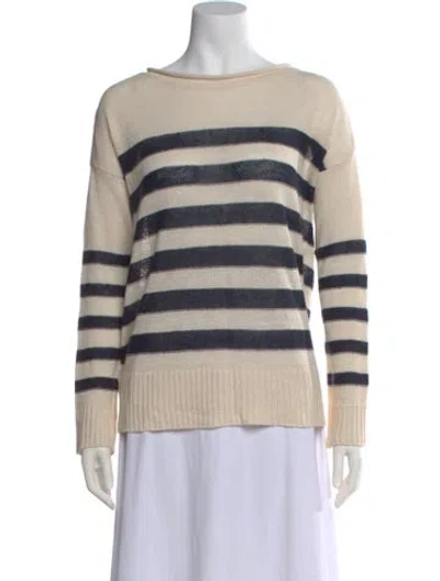 Pre-owned Joie Linen Striped Sweater In Neutral