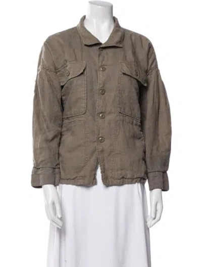 Pre-owned Joie Linen Utility Jacket In Green