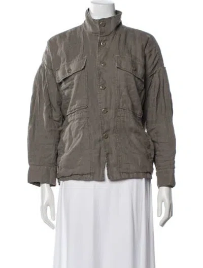 Pre-owned Joie Linen Utility Jacket In Green