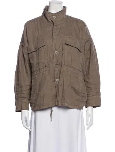 Pre-owned Joie Linen Utility Jacket In Green