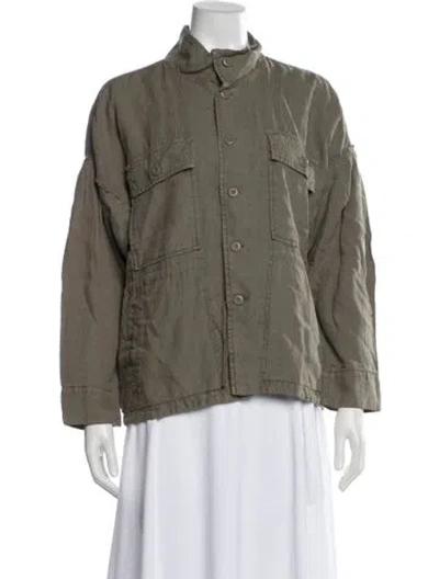 Pre-owned Joie Linen Utility Jacket W/ Tags In Green