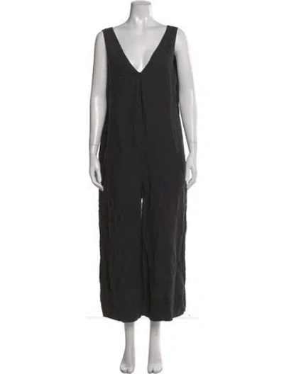 Pre-owned Joie Linen V-neck Jumpsuit In Black