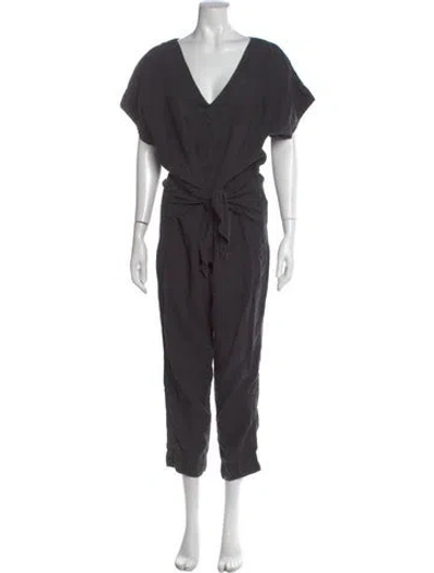 Pre-owned Joie Linen V-neck Jumpsuit In Gray