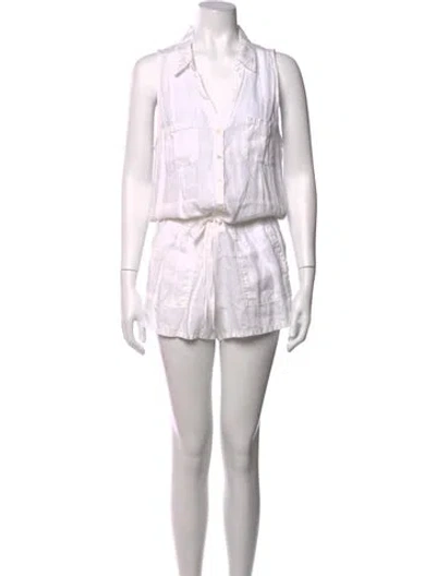 Pre-owned Joie Linen V-neck Romper In White