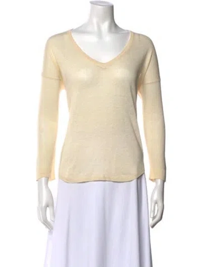 Pre-owned Joie Linen V-neck Sweater In Neutral
