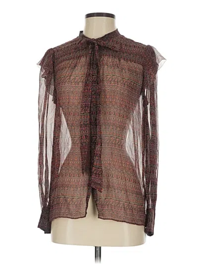 Pre-owned Joie Long Sleeve Blouse In Brown