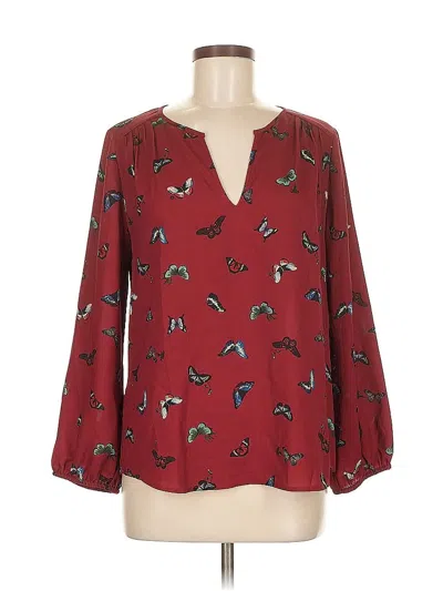 Pre-owned Joie Long Sleeve Blouse In Burgundy