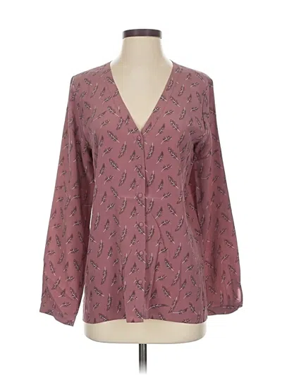 Pre-owned Joie Long Sleeve Blouse In Burgundy