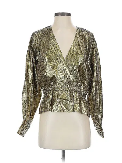 Pre-owned Joie Long Sleeve Blouse In Gold