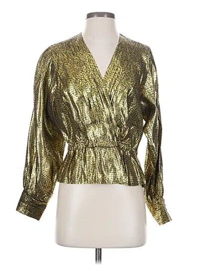 Pre-owned Joie Long Sleeve Blouse In Gold