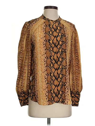 Pre-owned Joie Long Sleeve Blouse In Gold