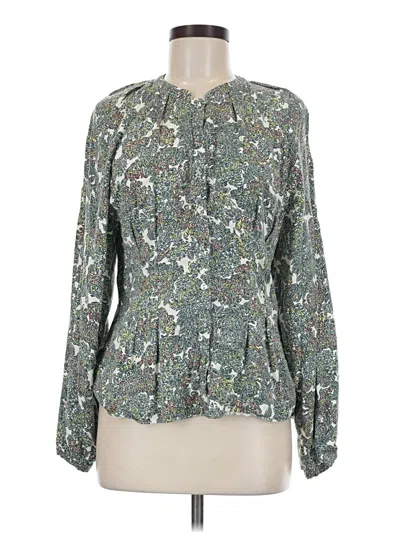Pre-owned Joie Long Sleeve Blouse In Green