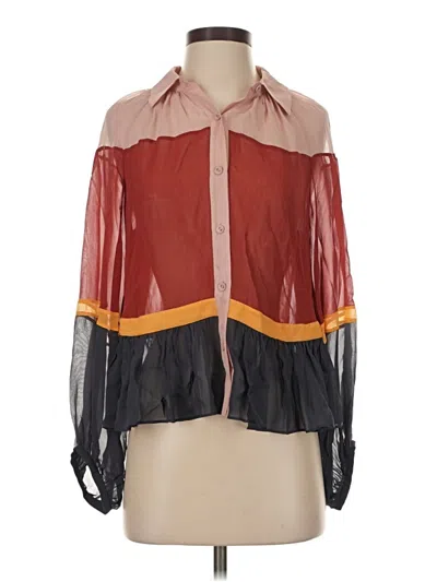 Pre-owned Joie Long Sleeve Blouse In Orange