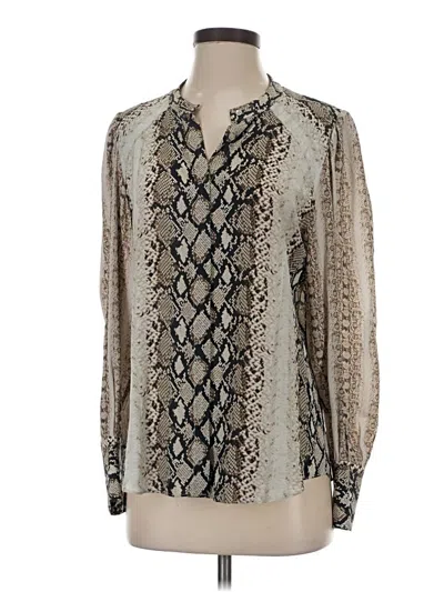 Pre-owned Joie Long Sleeve Blouse In Silver