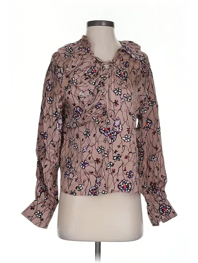 Pre-owned Joie Long Sleeve Blouse In Tan