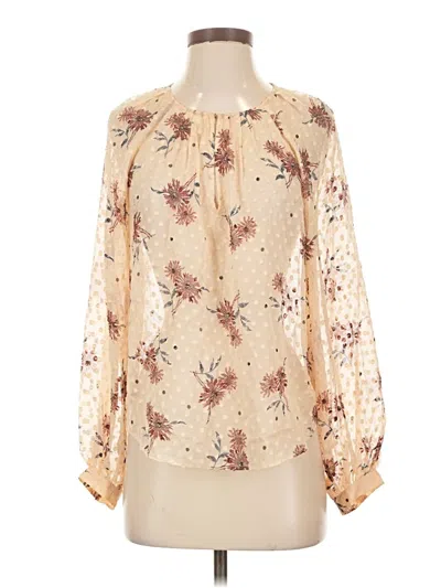 Pre-owned Joie Long Sleeve Blouse In Tan