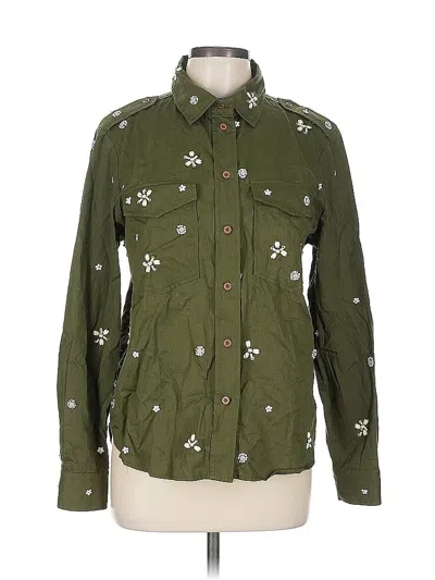 Pre-owned Joie Long Sleeve Button Down Shirt In Green