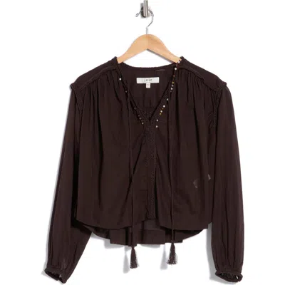 Joie Long Sleeve Embroidered Top In Brown