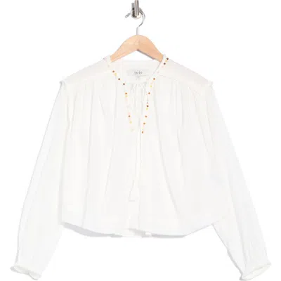 Joie Long Sleeve Embroidered Top In White