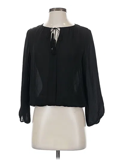Pre-owned Joie Long Sleeve Silk Top Black Keyhole Neckline Tops