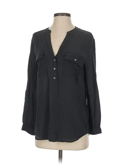 Pre-owned Joie Long Sleeve Silk Top Black Open Neckline Tops