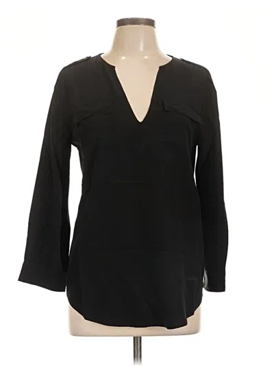 Pre-owned Joie Long Sleeve Silk Top Black Open Neckline Tops