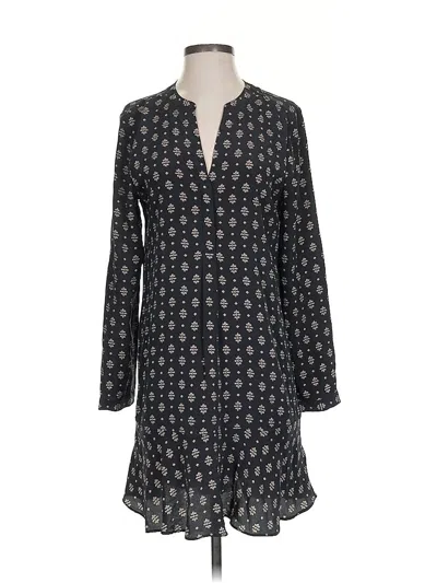 Pre-owned Joie Long Sleeve Silk Top Black Plunge Neckline Tops