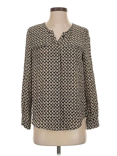 Pre-owned Joie Long Sleeve Silk Top Black Polka Dots Pattern Collared Neckline Tops