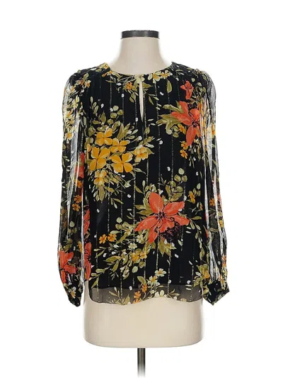Pre-owned Joie Long Sleeve Silk Top Black Tie Neck Tops