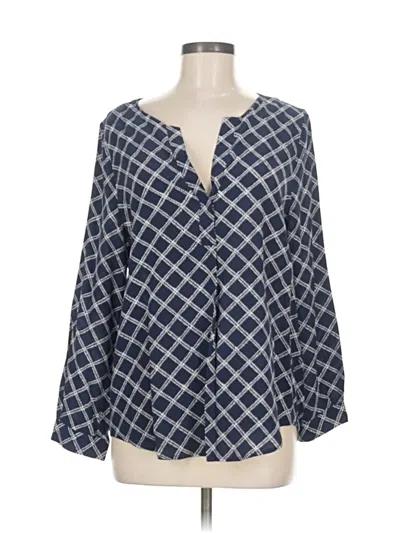 Pre-owned Joie Long Sleeve Silk Top Blue Square Neckline Tops