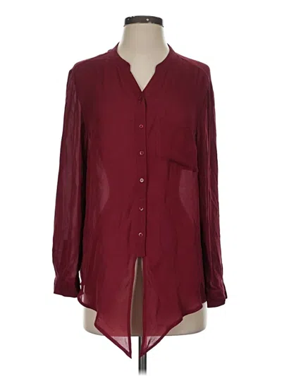 Pre-owned Joie Long Sleeve Silk Top Burgundy Open Neckline Tops