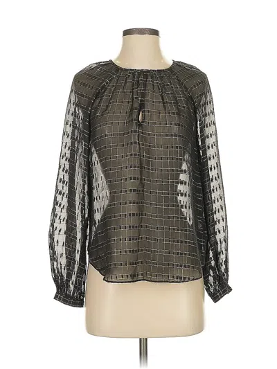 Pre-owned Joie Long Sleeve Silk Top Gray Keyhole Neckline Tops