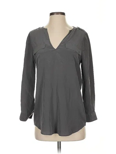 Pre-owned Joie Long Sleeve Silk Top Gray Open Neckline Tops