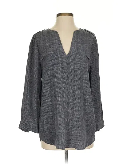 Pre-owned Joie Long Sleeve Silk Top Gray Open Neckline Tops