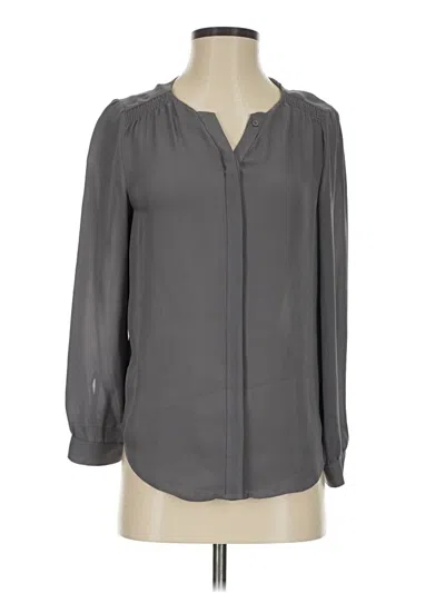 Pre-owned Joie Long Sleeve Silk Top Gray Open Neckline Tops