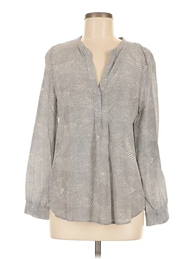 Pre-owned Joie Long Sleeve Silk Top Gray Plunge Neckline Tops