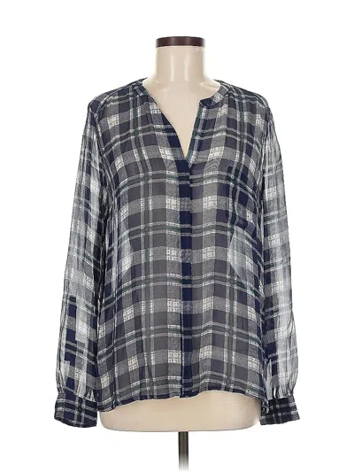 Pre-owned Joie Long Sleeve Silk Top Gray V Neck Tops